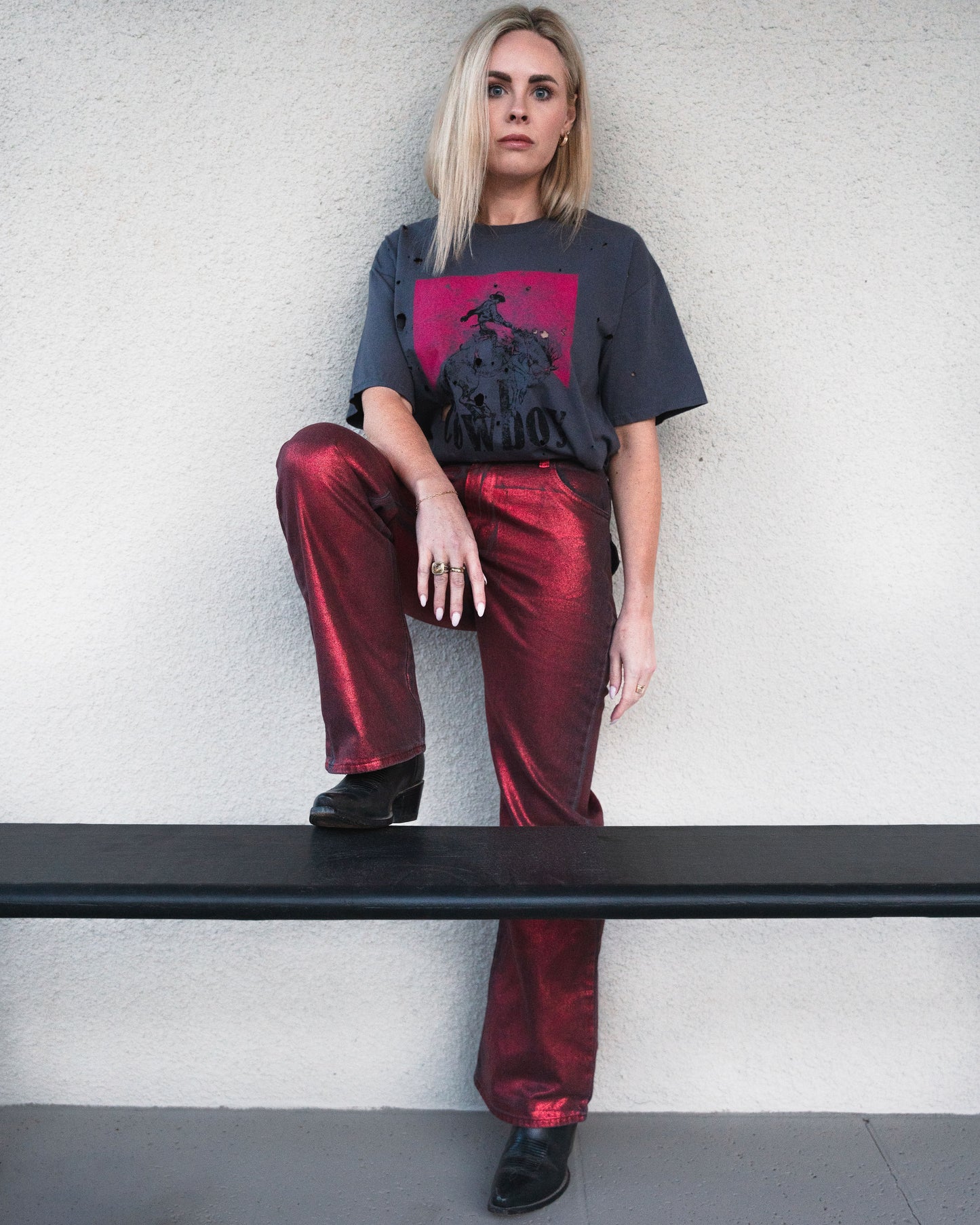 Ladies Cowboy Distressed Tee