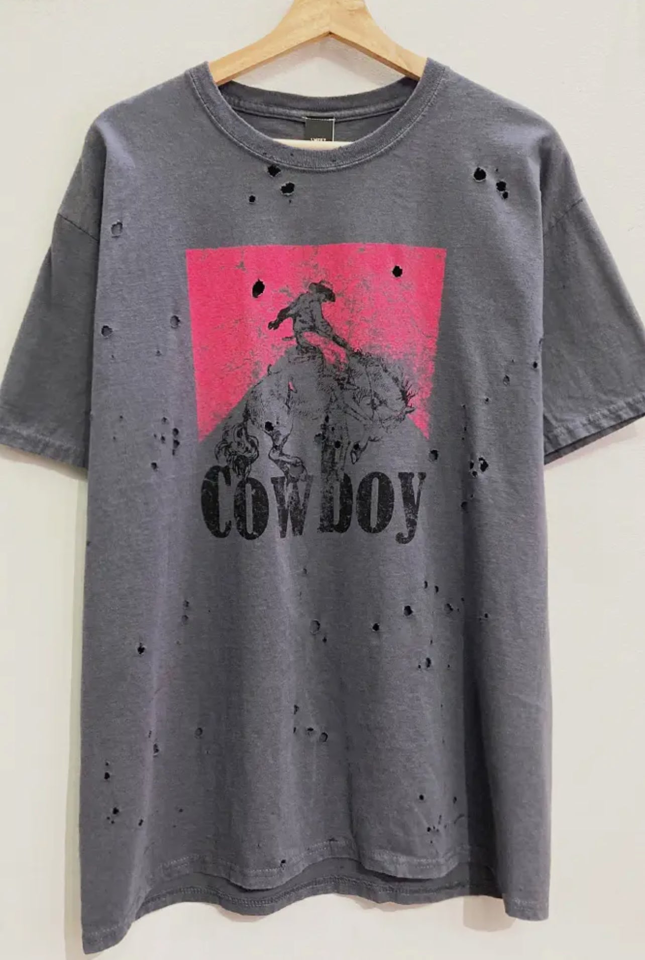 Ladies Cowboy Distressed Tee
