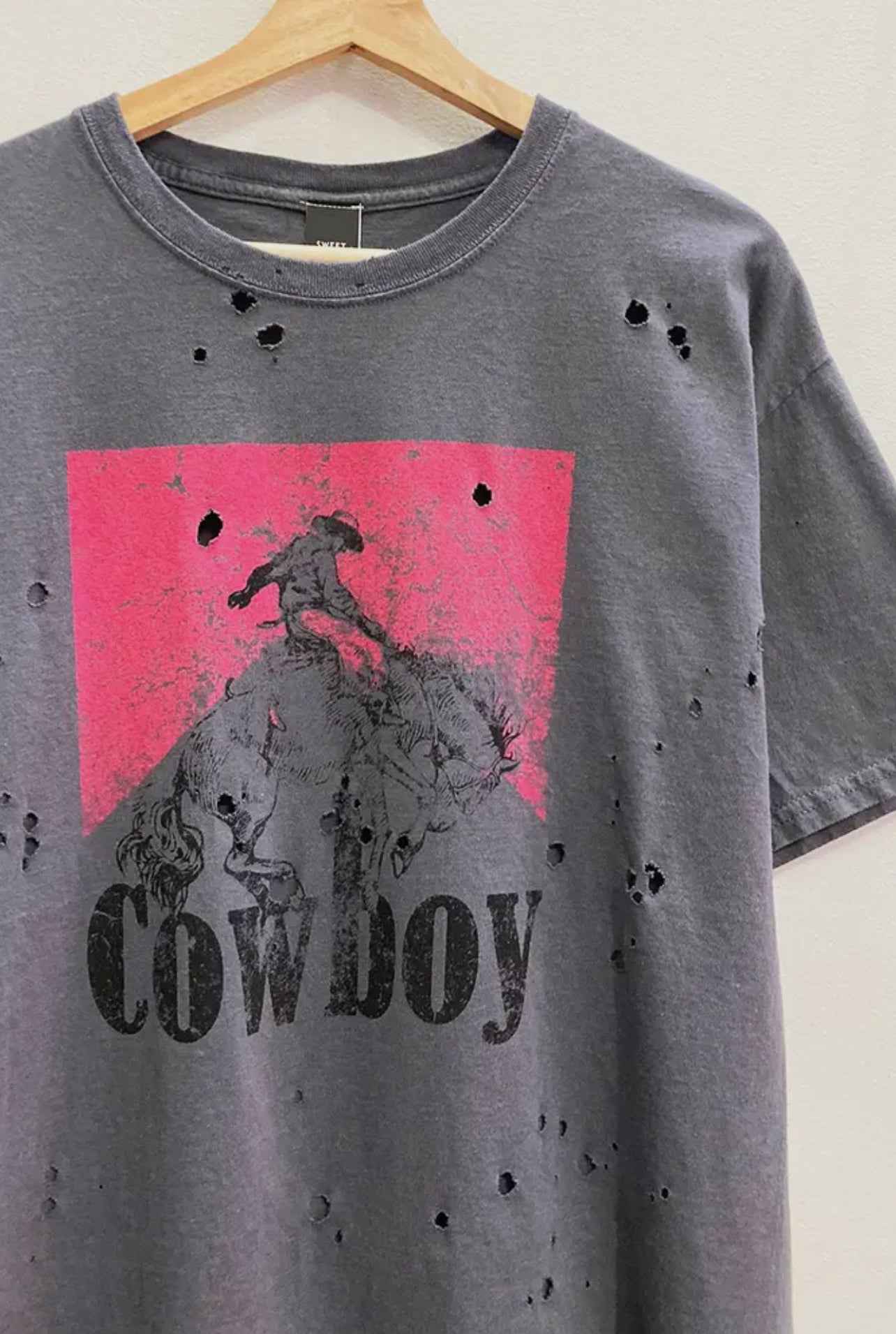 Ladies Cowboy Distressed Tee