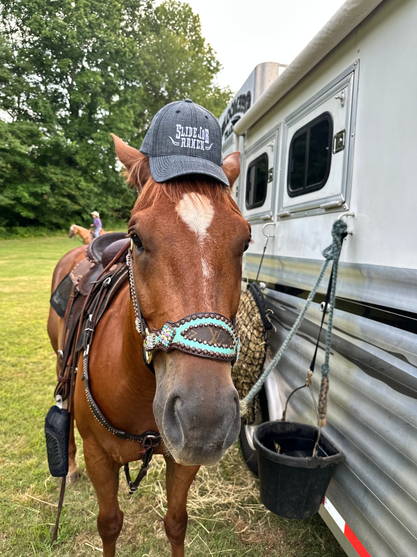 Black Denim Curved Visor Hat