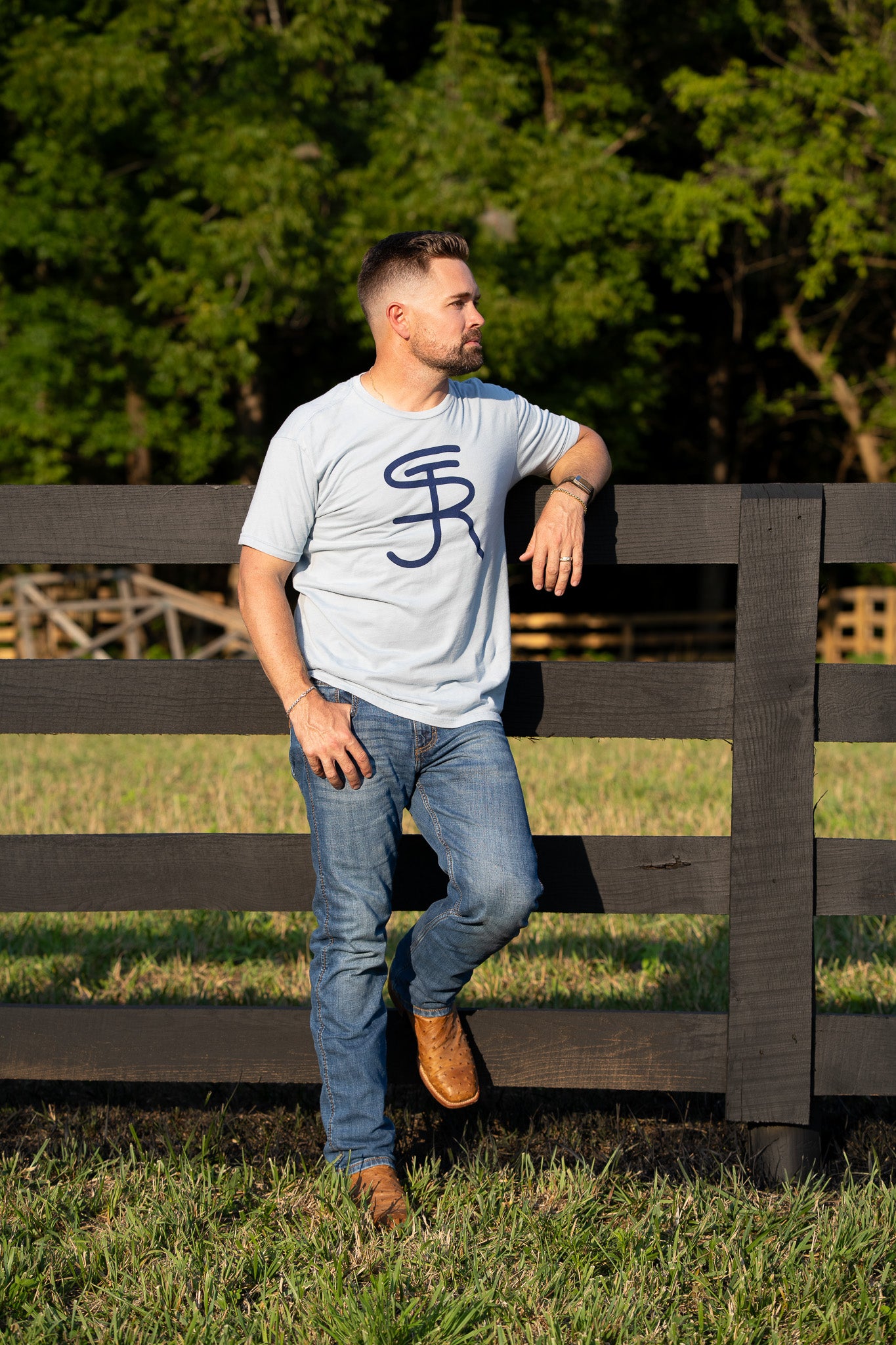 SJR Brand Vintage Tee - Washed Blue