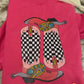 Ladies Checkered Boots Crewneck